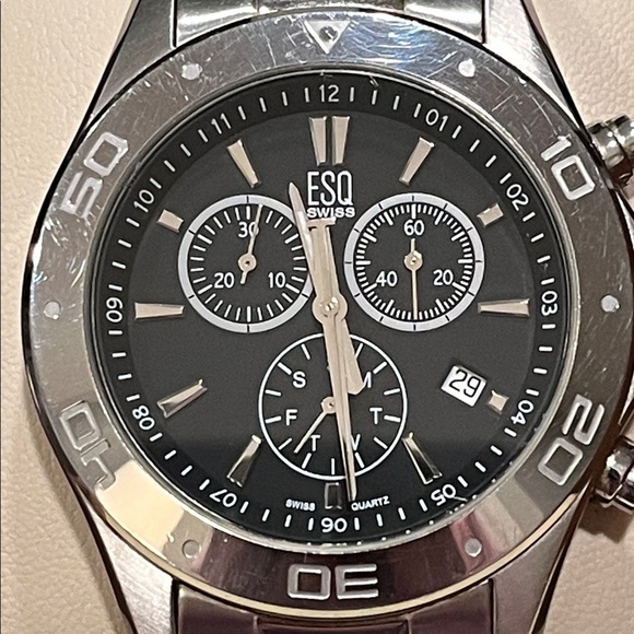 ESQ Men's Silver and Black Chronograph Watch - Picture 10 of 10